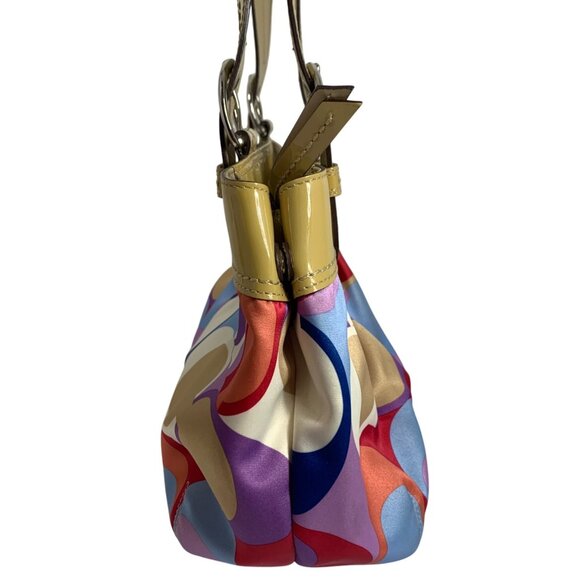 COACH Soho F13798 Scarf Print Logo Sateen Patent Leather Trim + Tag Shoulder Bag - Picture 4 of 11